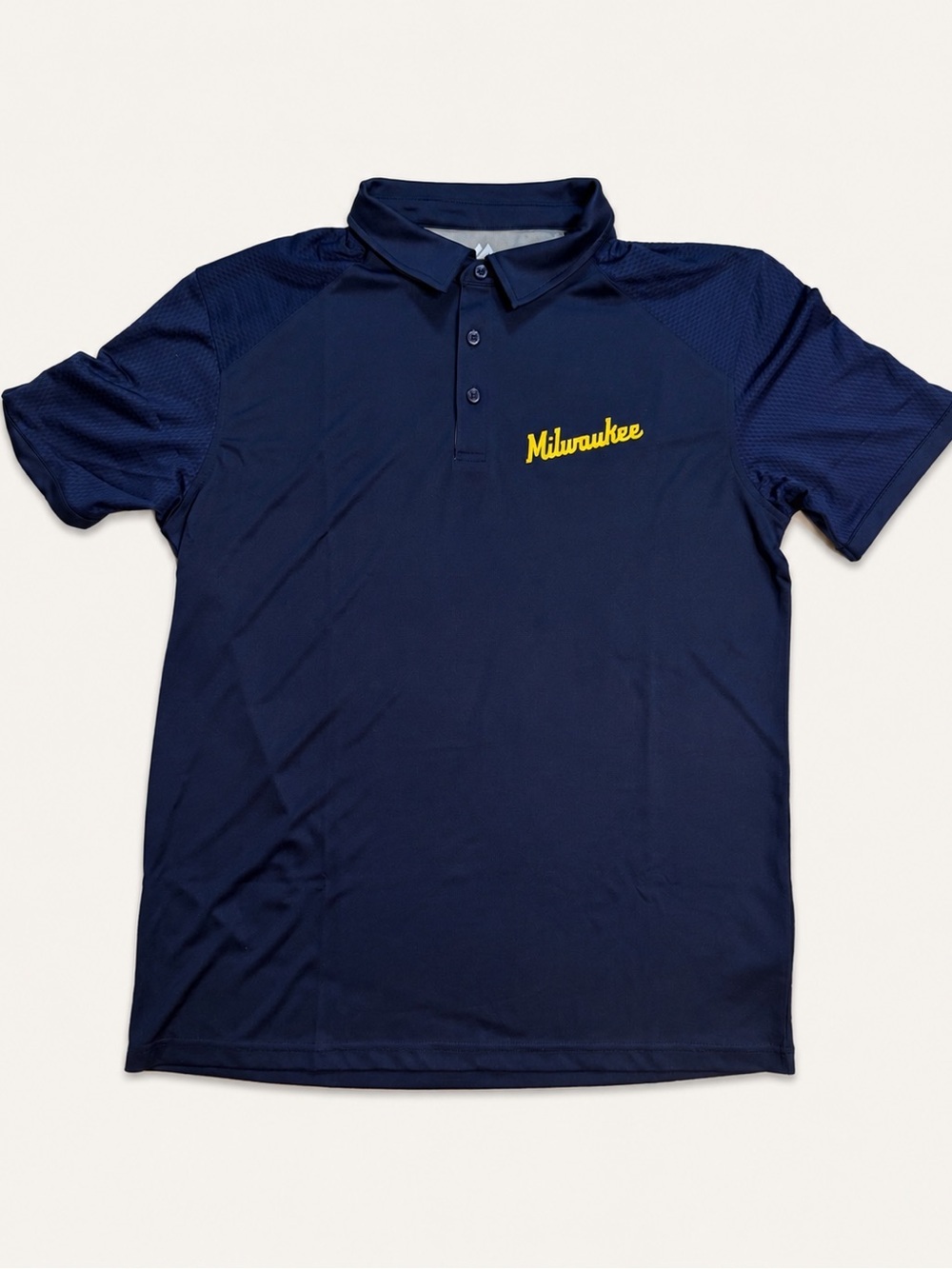 Majestic Navy Polo Milwaukee Brewers Script- Size Large MLB - EUC - Picture 1 of 2